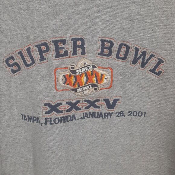 Vtg Super Bowl XXXV Tampa Florida January 28 2001 Adult Mens L Gray Sweatshirt - Picture 1 of 9